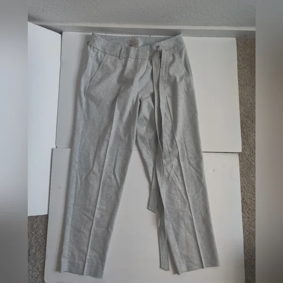 LOFT Soft Sky Blue Linen Cotton-blend Straight Leg Pants Business Casual_10 - Picture 5 of 8